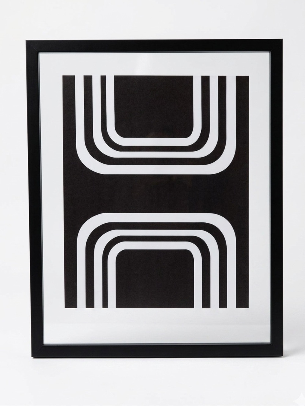 Project 62 MCM Black Floating Gallery Frame 15x19 & Abstract Giclee Art 11x14